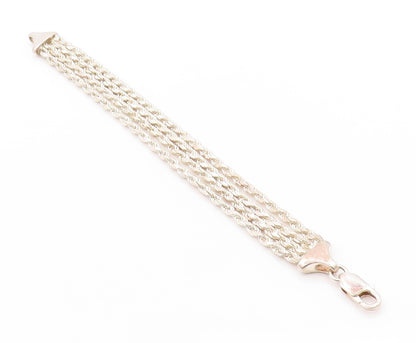 925 Sterling Silver Vintage Bracelet Etched Design Twisted Chains BT11272