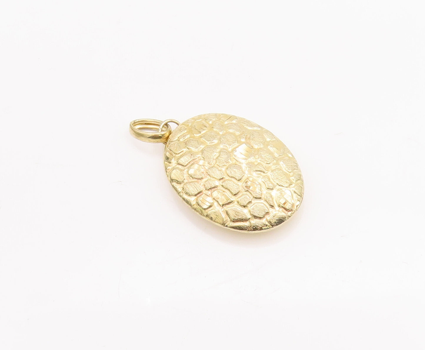 925 Sterling Silver Vintage Pendant Oval Rough Finish Gold Plated  PT23279