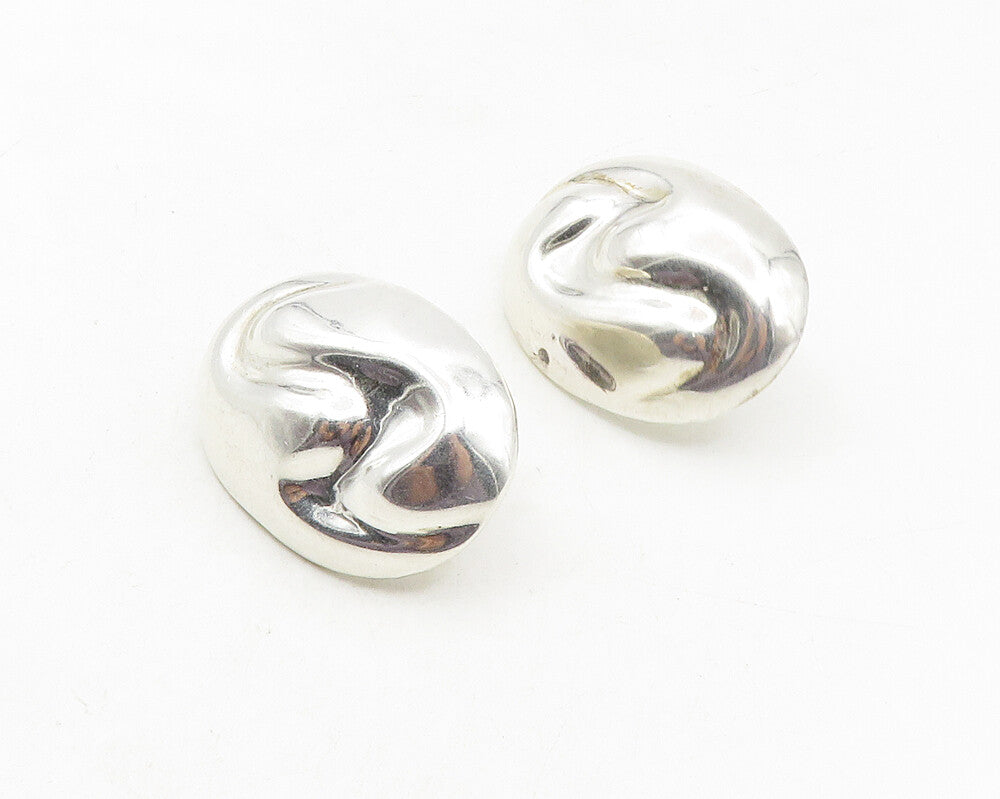 JIIC MEXICO 925 Silver  Shiny Hollow Swirl Oval Dome Drop Earrings  EG5203