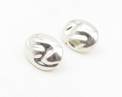 JIIC MEXICO 925 Silver  Shiny Hollow Swirl Oval Dome Drop Earrings  EG5203