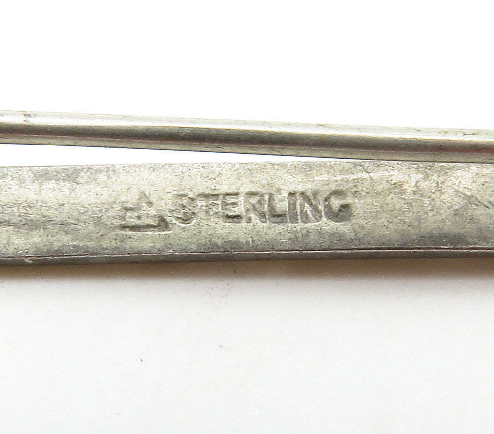 925 Sterling Silver  Vintage Pink Enamel Coated Bar Brooch Pin  BP6018