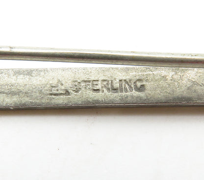 925 Sterling Silver  Vintage Pink Enamel Coated Bar Brooch Pin  BP6018