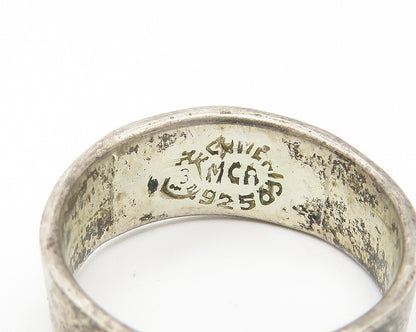 MCA MEXICO 925 Sterling Silver Vintage Inlaid Jasper Pattern Ring Sz 8  RG10882