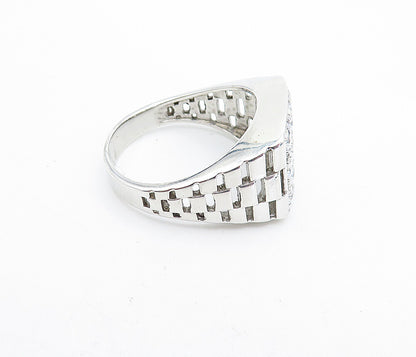 925 Sterling Silver  Cubic Zirconia Square Grid Cocktail Ring Sz 11  RG5664