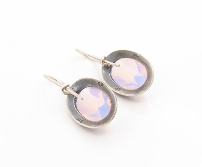 925 Sterling Silver Vintage Earrings EUROPE Faceted Opal Elegant Dangle  EG14152