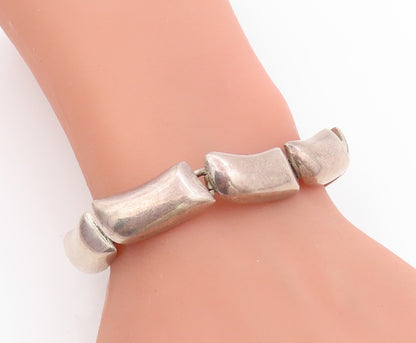 925 Sterling Silver Vintage Bracelet MEXICO Rectangular Pebble Beaded  BT11363