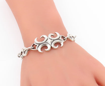 925 Sterling Silver Vintage Bracelet Intricate Gothic Scrollwork Link  BT11676
