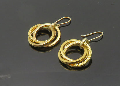925 Silver  Vintage Shiny Gold Plated Open Circle Dangle Earrings  EG10069