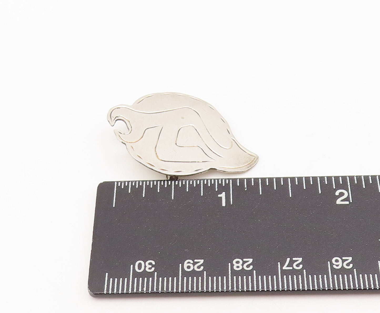 925 Sterling Silver Vintage Brooch Pin Designer Etched Flaming Wrench  BP10545