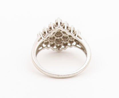 925 Sterling Silver Vintage Ring Elegant White Topaz Cluster Band Sz 11 RG36496