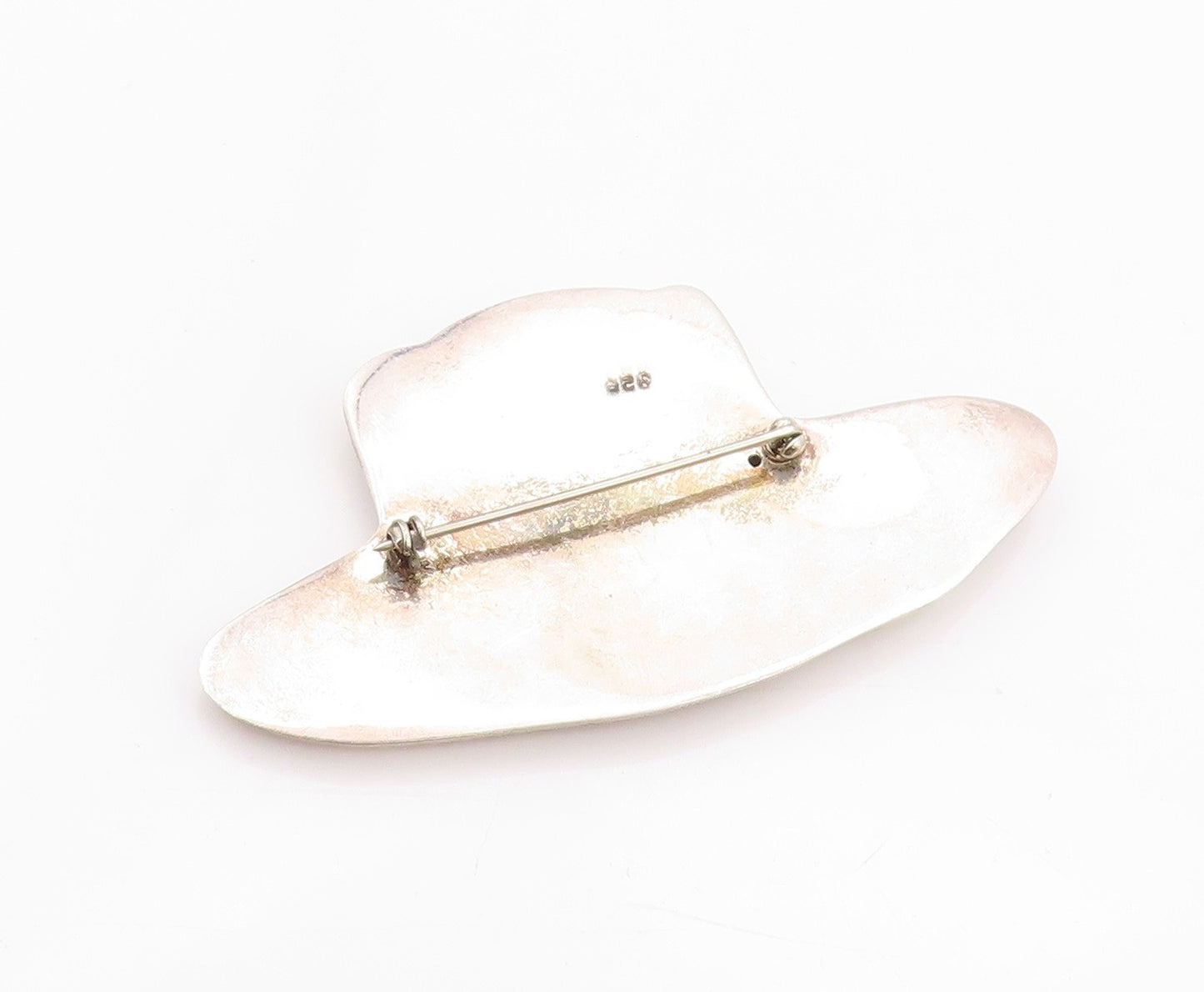 925 Sterling Silver Vintage Brooch Cabochon Gemstones Cow Boy Hat  BP11579