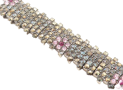 925 Sterling Silver  Topaz & Marcasite Floral Tennis Bracelet  BT1014