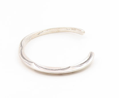 925 Sterling Silver Vintage Bracelet NAVAJO Minimalist Etched Wave Cuff  BT11901