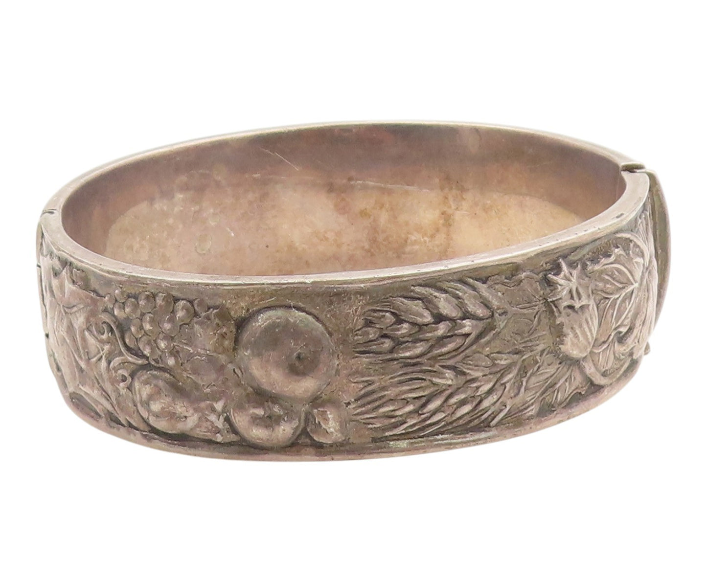 925 Sterling Silver Vintage Bracelet Antique Grape Vine & Wheat Motif  BT12031