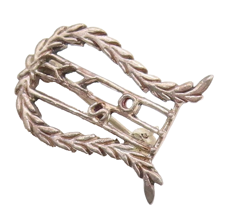 925 Sterling Silver  Vintage OSNY Floral Vine UShape Brooch Pin  BP8855