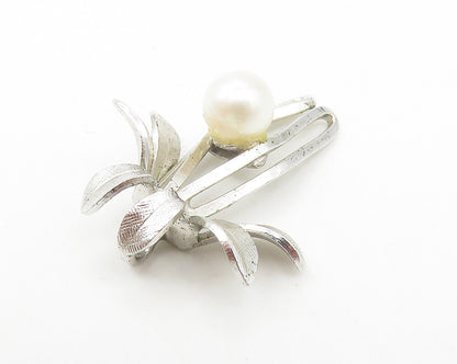 VAN DELL 925 Sterling Silver  Vintage Petite Pearl Floral Pendant  PT9021