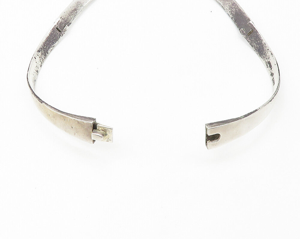 MEXICO 925 Sterling Silver  Vintage Shiny Heavy Hook Collar Necklace  NE2984