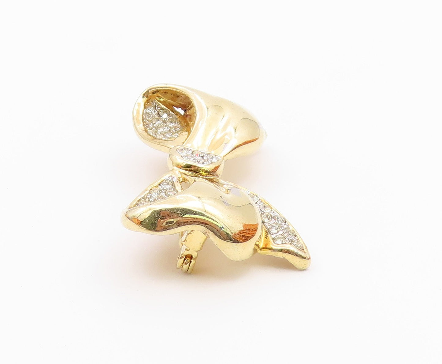 LE MONDE DES BIJOUX 925 Silver  Vintage Cubic Zirconia Bow Brooch Pin  BP8638