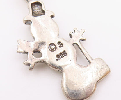 925 Sterling Silver  Vintage Shiny Winter Snowman With Shovel Pendant  PT17384
