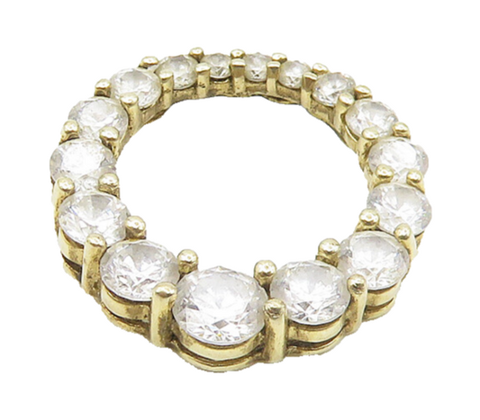 925 Sterling Silver  Cubic Zirconia Gold Plated Open Circle Pendant  PT14438