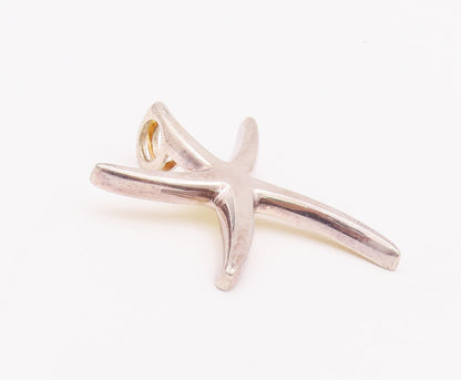 925 Sterling Silver Vintage Pendant Minimalist Solid Cutout Star Fish  PT22829