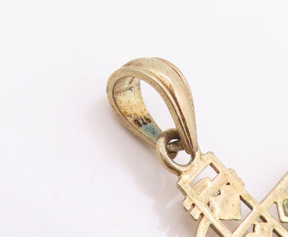 925 Sterling Silver Vintage Pendant Gold Plated Eagle Carrying Anchor  PT24338