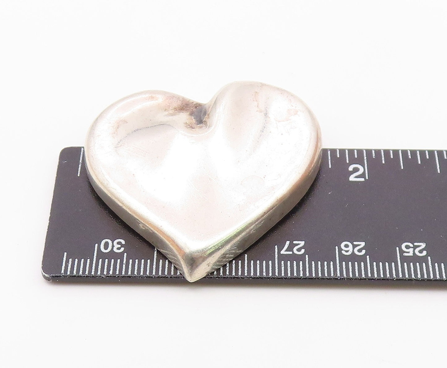 MEXICO 925 Sterling Silver  Vintage Polished Love Heart Brooch Pin  BP3046