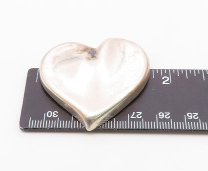 MEXICO 925 Sterling Silver  Vintage Polished Love Heart Brooch Pin  BP3046