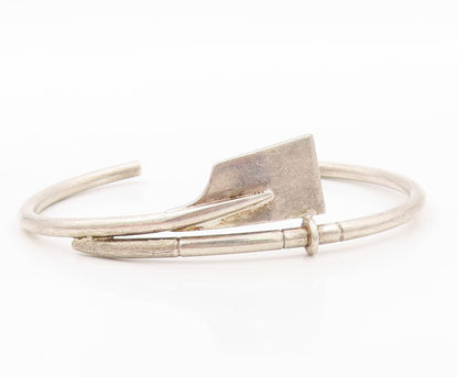 925 Sterling Silver Vintage Bracelet Solid Gardening Tool Cutout Cuff  BT10786