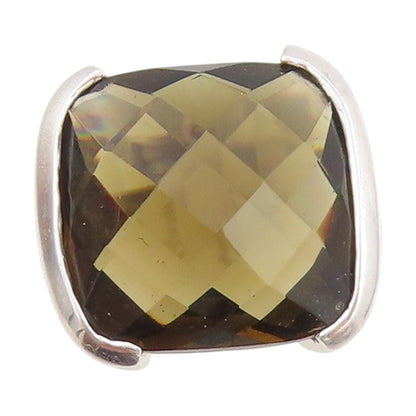 925 Sterling Silver Vintage Ring Faceted Smoky Quartz Solitaire  Sz 6  RG33980
