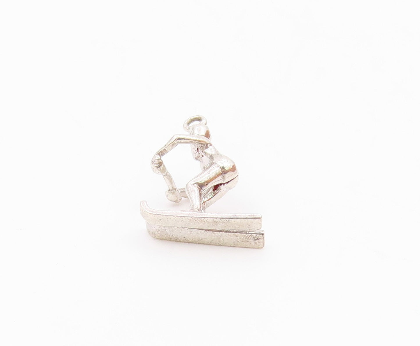 925 Sterling Silver  Vintage Shiny Petite Water Skiing Figure Pendant  PT6256
