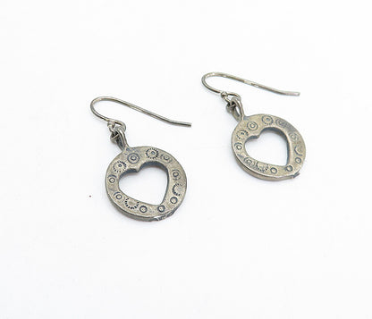 SOUTHWESTERN 925 Sterling Silver Vintage Love Heart Dangle Earrings EG2327