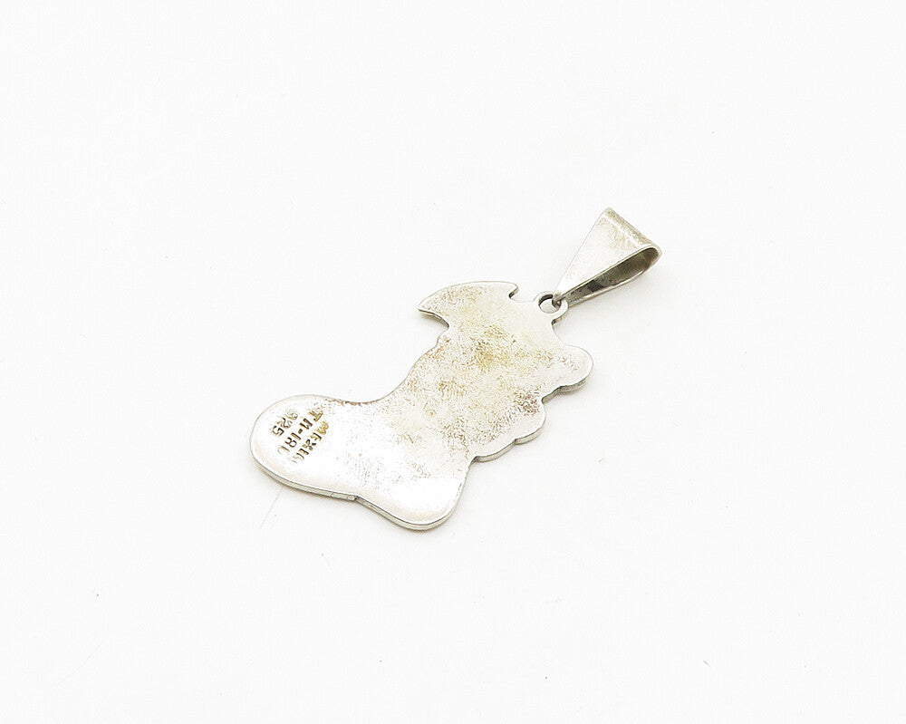 MEXICO 925 Sterling Silver  Vintage Teddy Bear In Stocking Pendant   PT14777