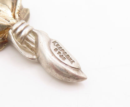 925 Sterling Silver Vintage Pendant KEEPSAKE Real Diamond Floral Roses  PT25101
