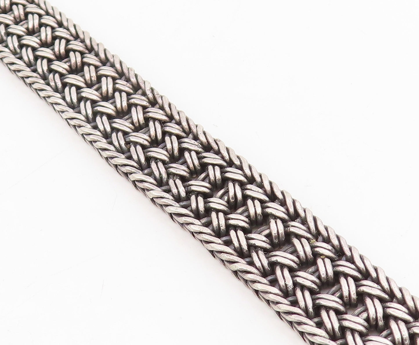 925 Sterling Silver Vintage Bracelet BALI Intricate Basketweave Chain  BT11582