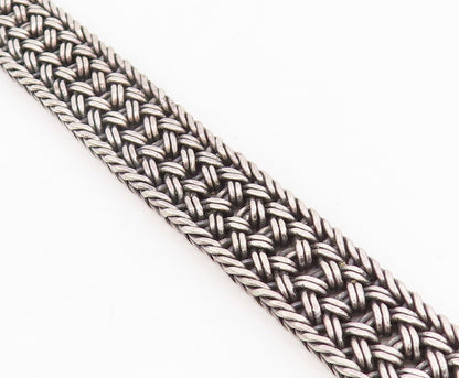 925 Sterling Silver Vintage Bracelet BALI Intricate Basketweave Chain  BT11582