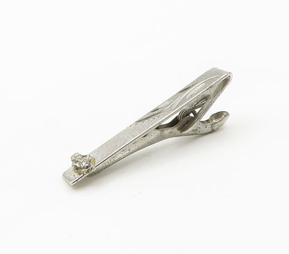 925 Sterling Silver  Vintage Shiny Etched Floral Vine Detail Tie Clip  TR2126