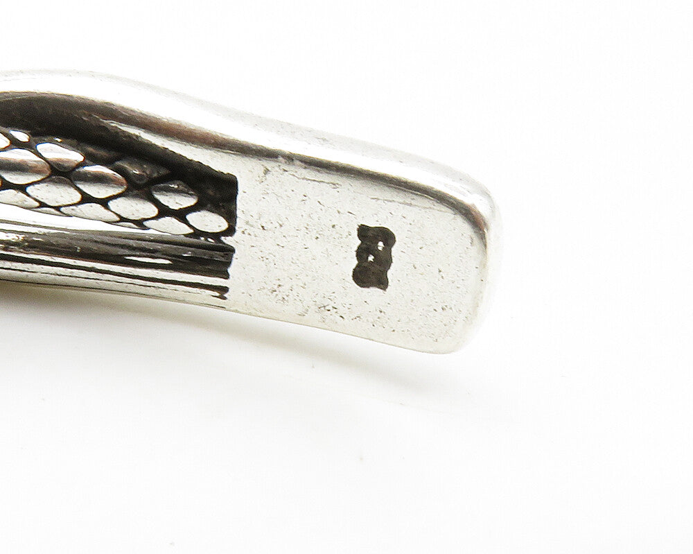 925 Sterling Silver  Vintage Shiny Etched Braided Style Cuff Bracelet  BT5535
