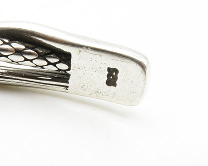 925 Sterling Silver  Vintage Shiny Etched Braided Style Cuff Bracelet  BT5535
