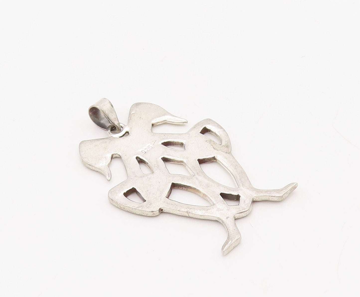 925 Sterling Silver Vintage Pendant Celtic Cutout Interlocked Swans  PT23573