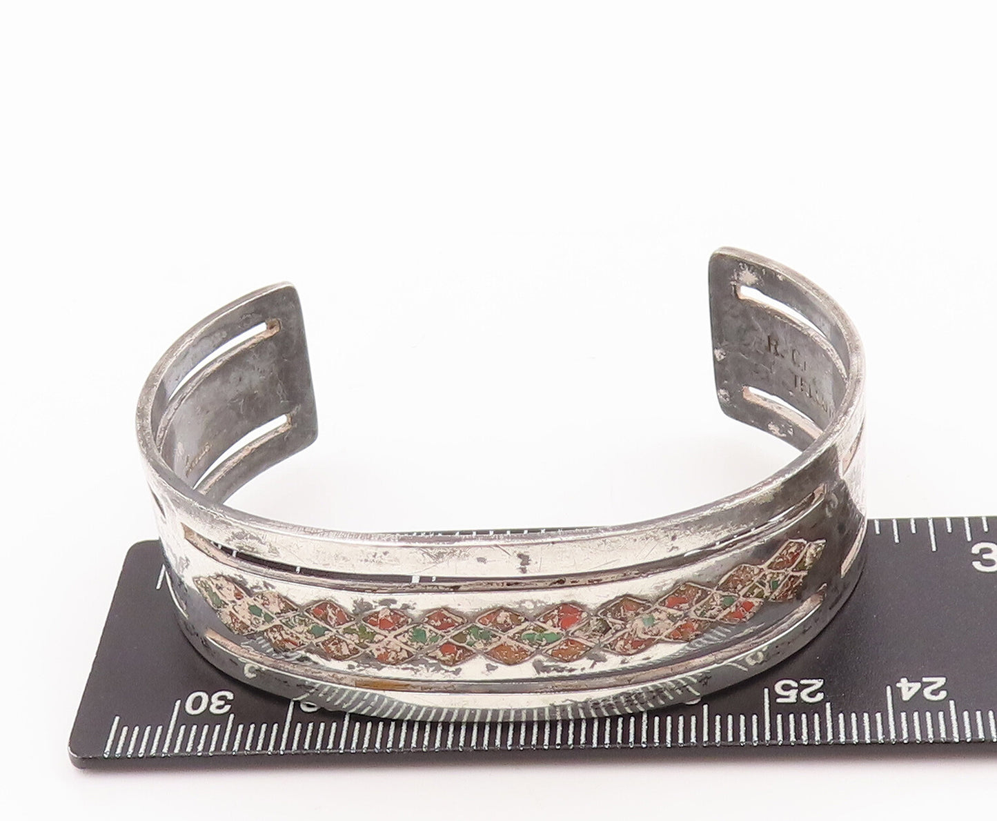 925 Sterling Silver Vintage Bracelet CRITCHELL NAVAJO Crushed Turquoise  BT10521