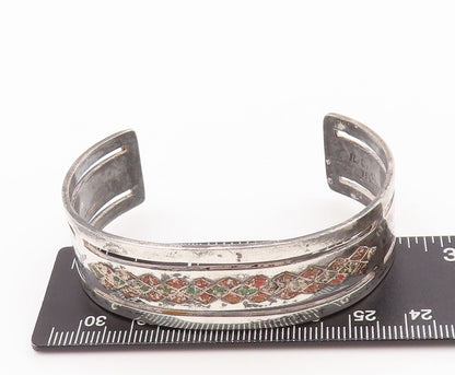 925 Sterling Silver Vintage Bracelet CRITCHELL NAVAJO Crushed Turquoise  BT10521