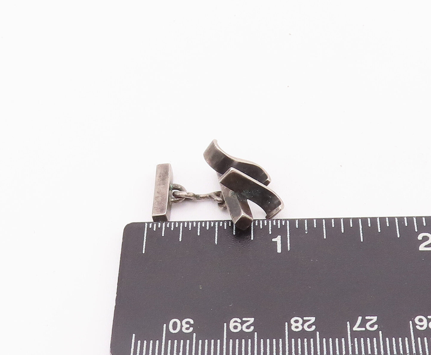 925 Sterling Silver Vintage Cufflinks Minimalist 'JS' Cutout Chained  TR3708