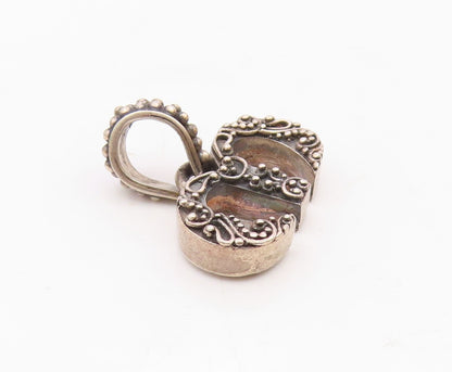 925 Sterling Silver  Vintage Oxidized Swirl Detail Drop Pendant  PT16004