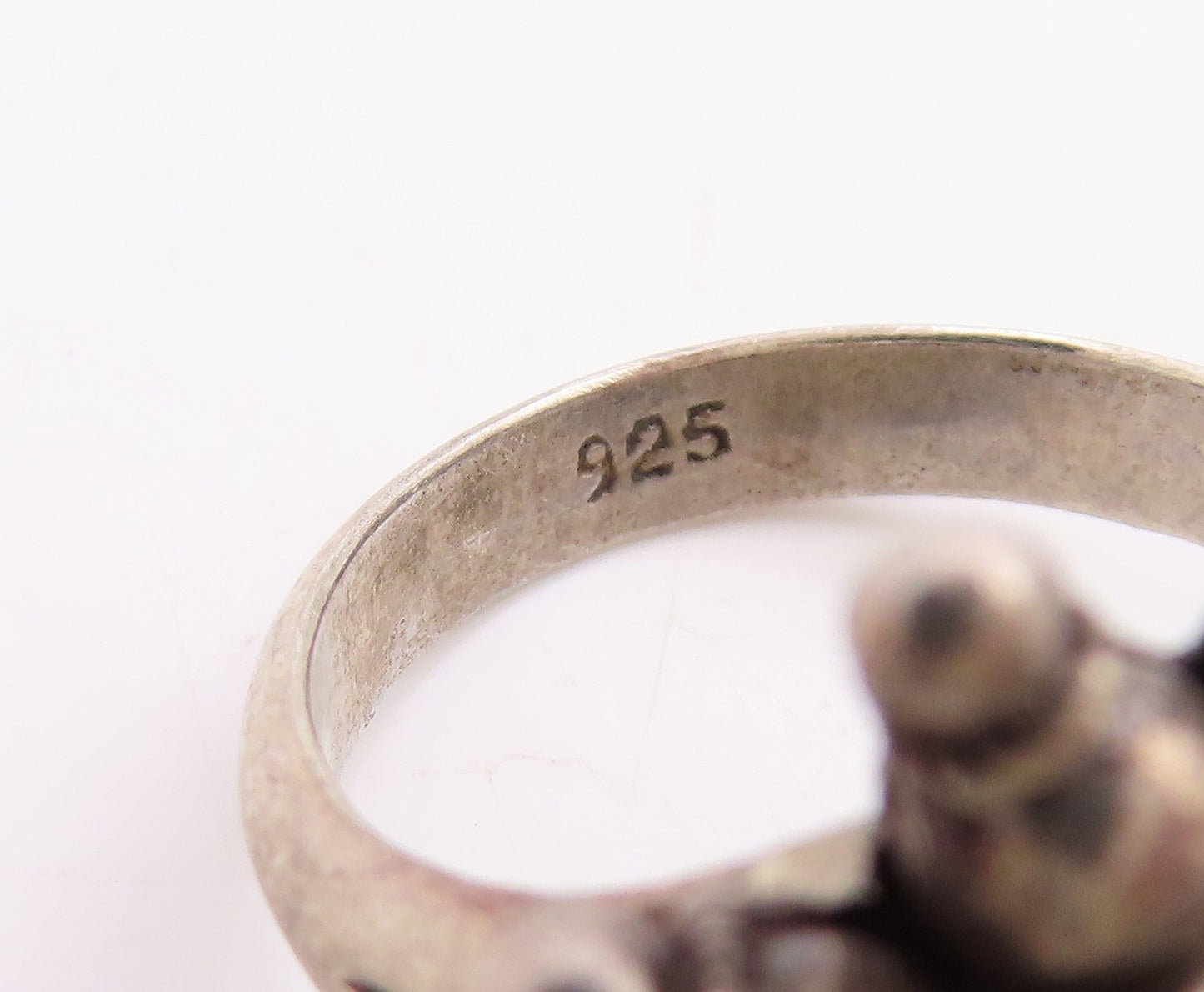 925 Sterling Silver Vintage Ring Cabochon Moonstone Floral Band  Sz 7  RG35436