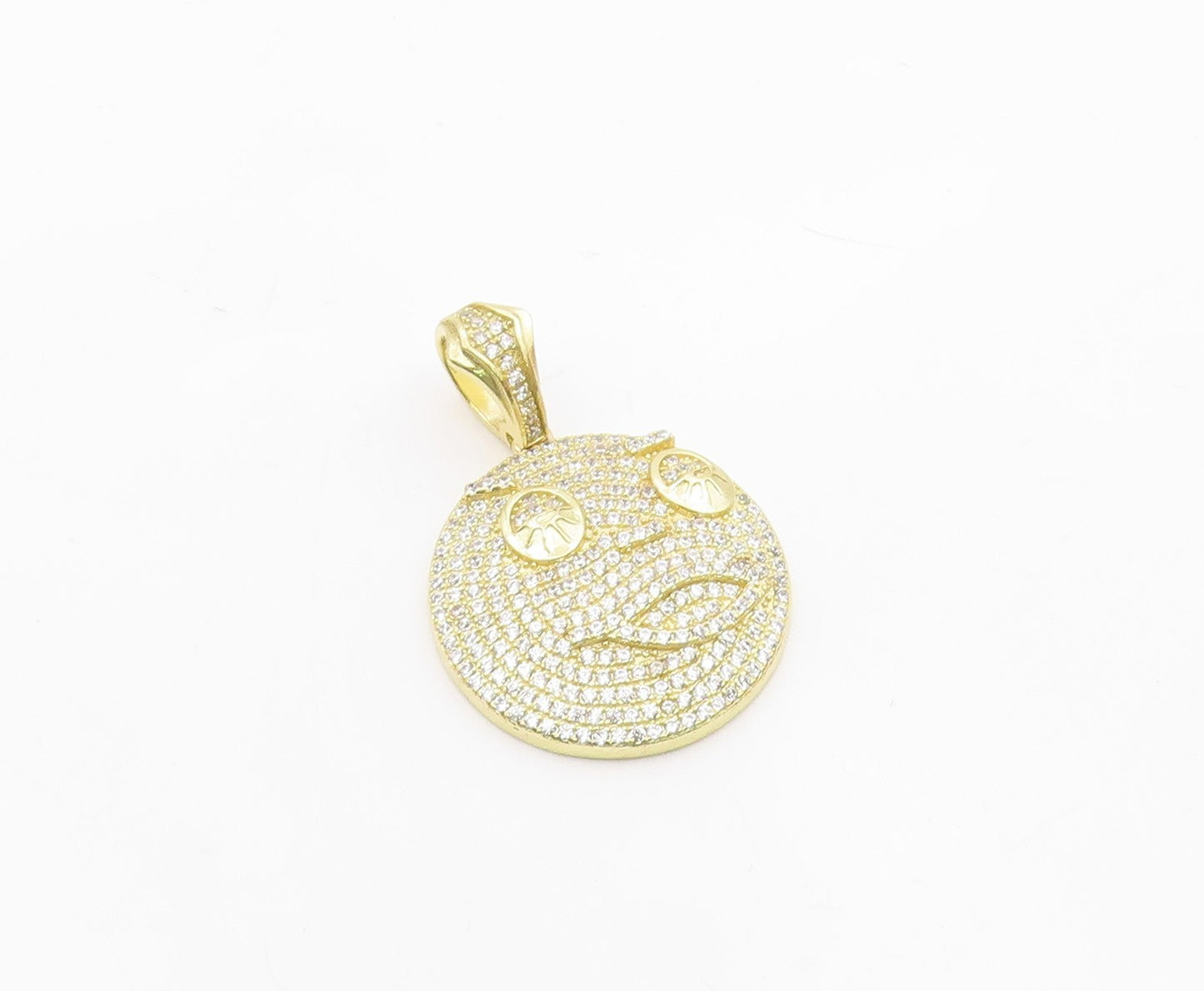 925 Sterling Silver  Vintage Cubic Zirconia Encrusted Face Pendant  PT19120