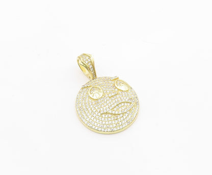925 Sterling Silver  Vintage Cubic Zirconia Encrusted Face Pendant  PT19120