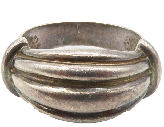 CHARLES KRYPELL 925 Silver  Vintage Dark Tone Fluted Band Ring Sz 6.5  RG14523