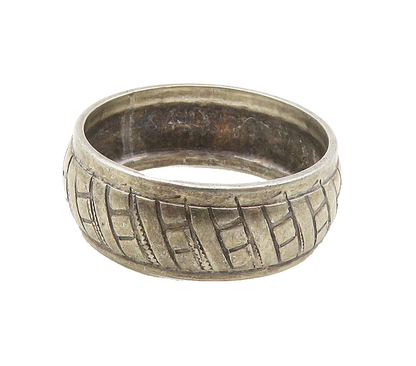 925 Sterling Silver  Vintage Etched Detail Round Band Ring Sz 7  RG15558