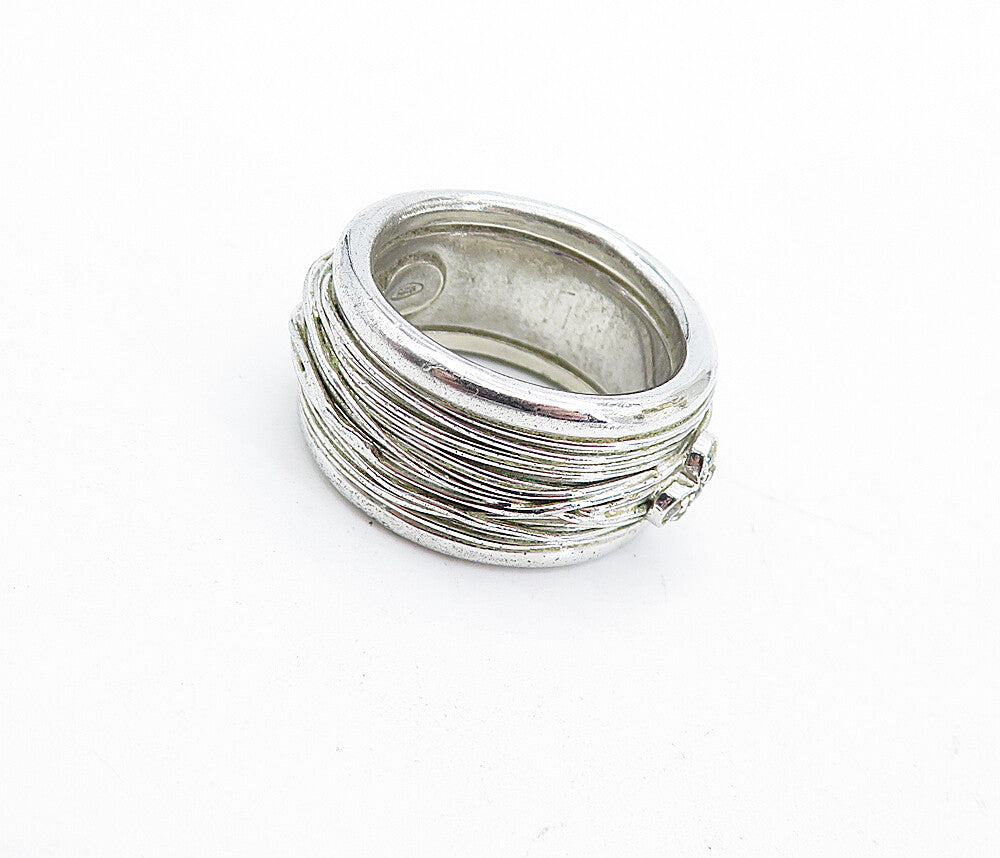 DESIGNER 925 Silver  Vintage Topaz Interlaced Wire Band Ring Sz 6  RG4690